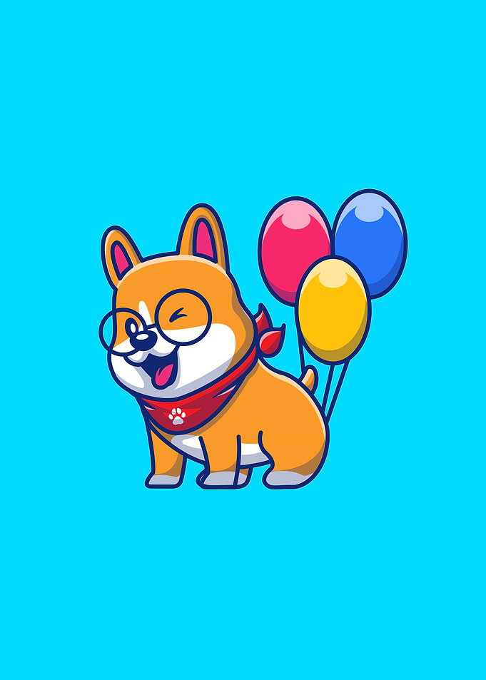 Cute Corgi With Balloons