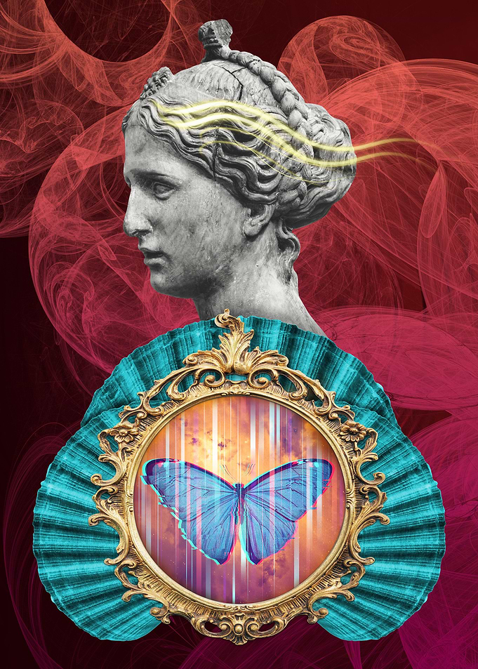 Woman and a butterfly