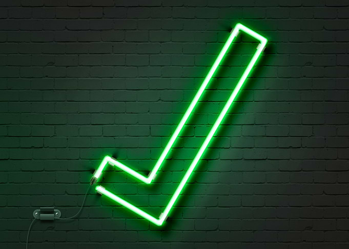 Tick for yes neon sign