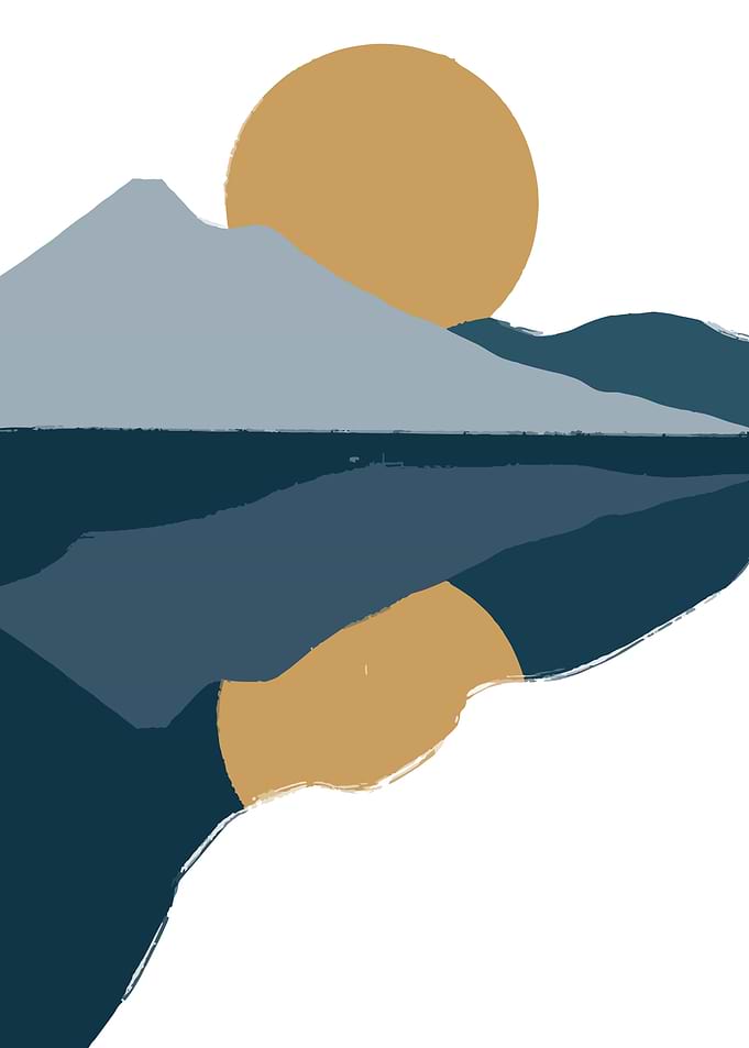 Sun mountain reflection