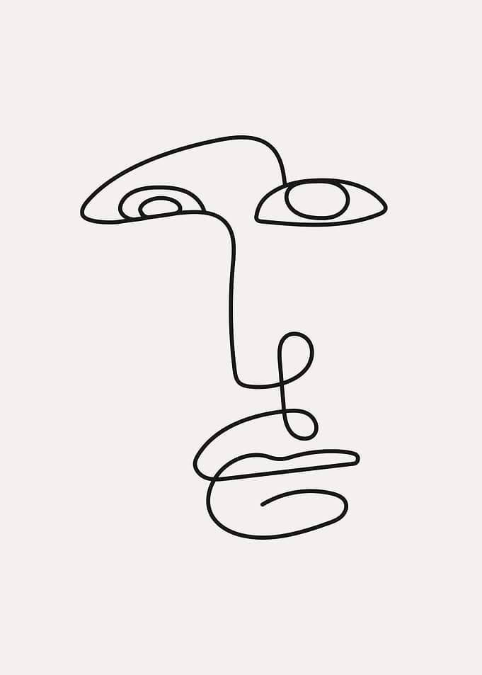 Modern Woman face line art