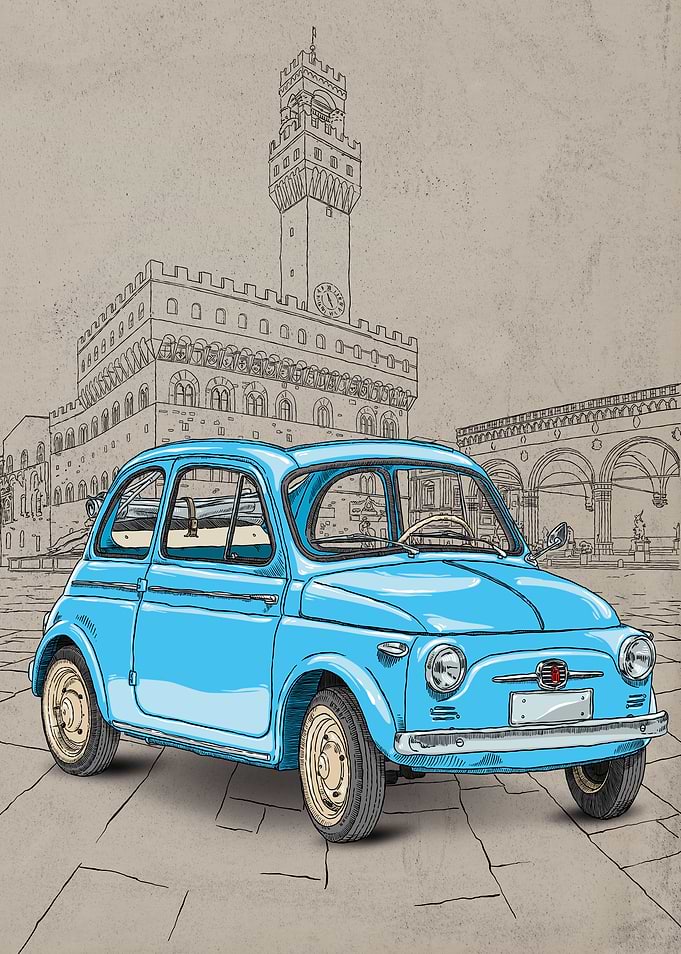 Blue sky Fiat 500