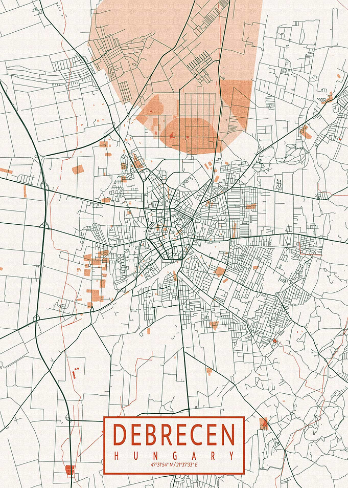 Debrecen Map Bohemian