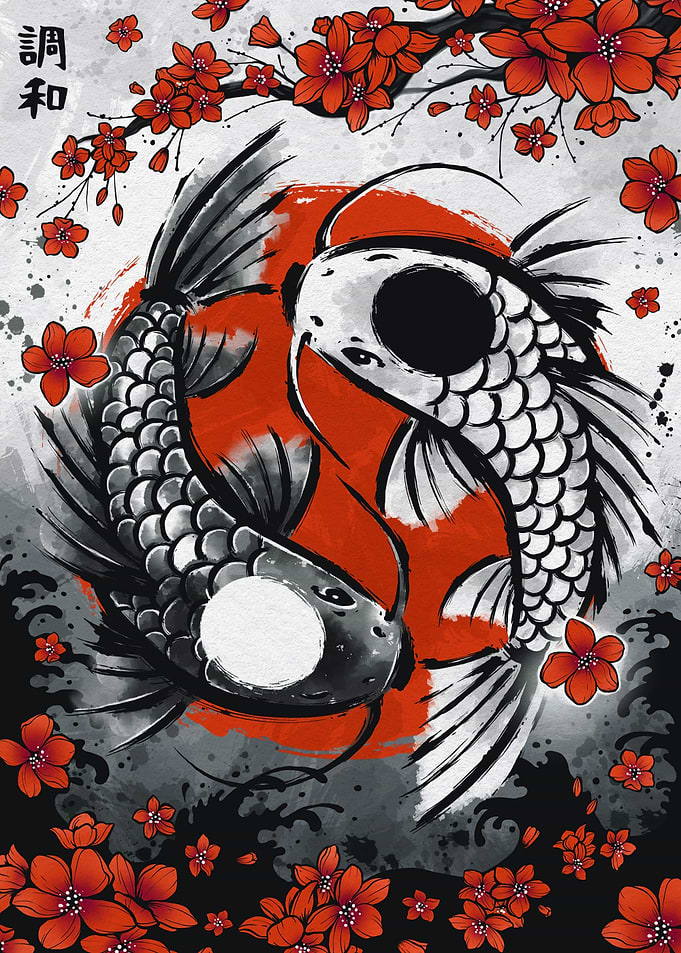 Japanese Koi Carp Ink Wash