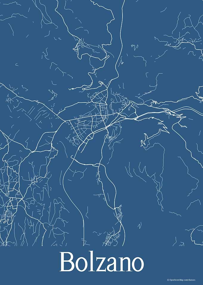 Bolzano Italy Blue Map