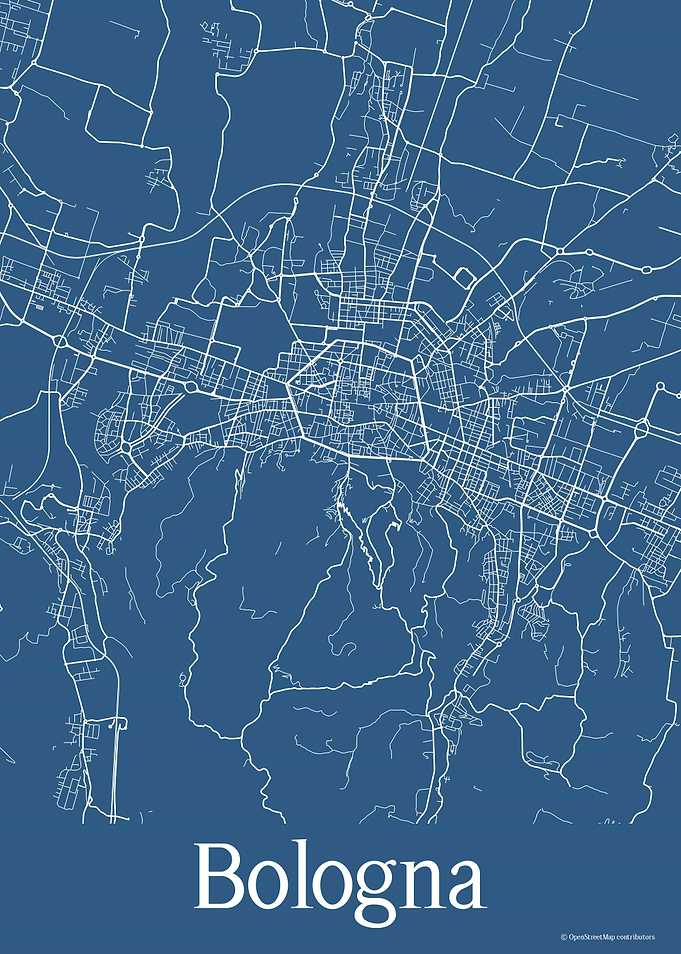 Bologna Italy Blue Map