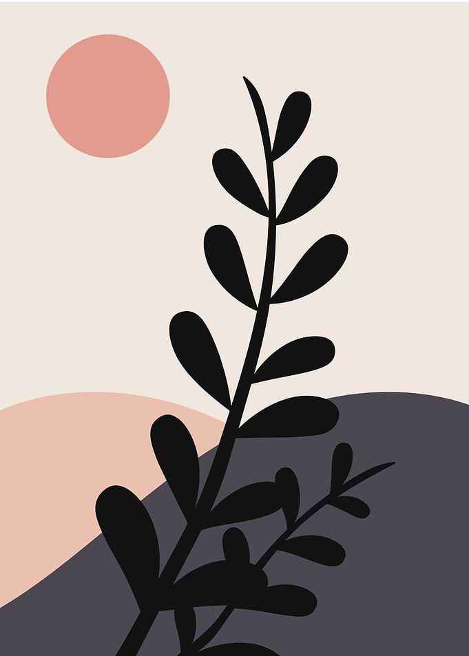 Floral mountain modern art