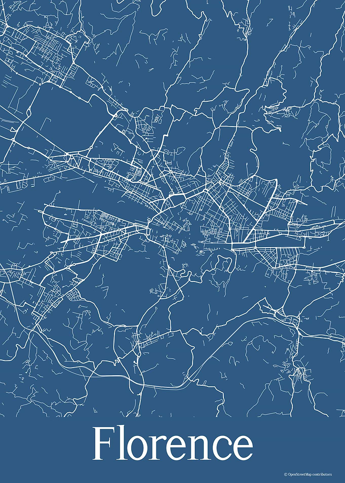 Florence Italy Blue Map