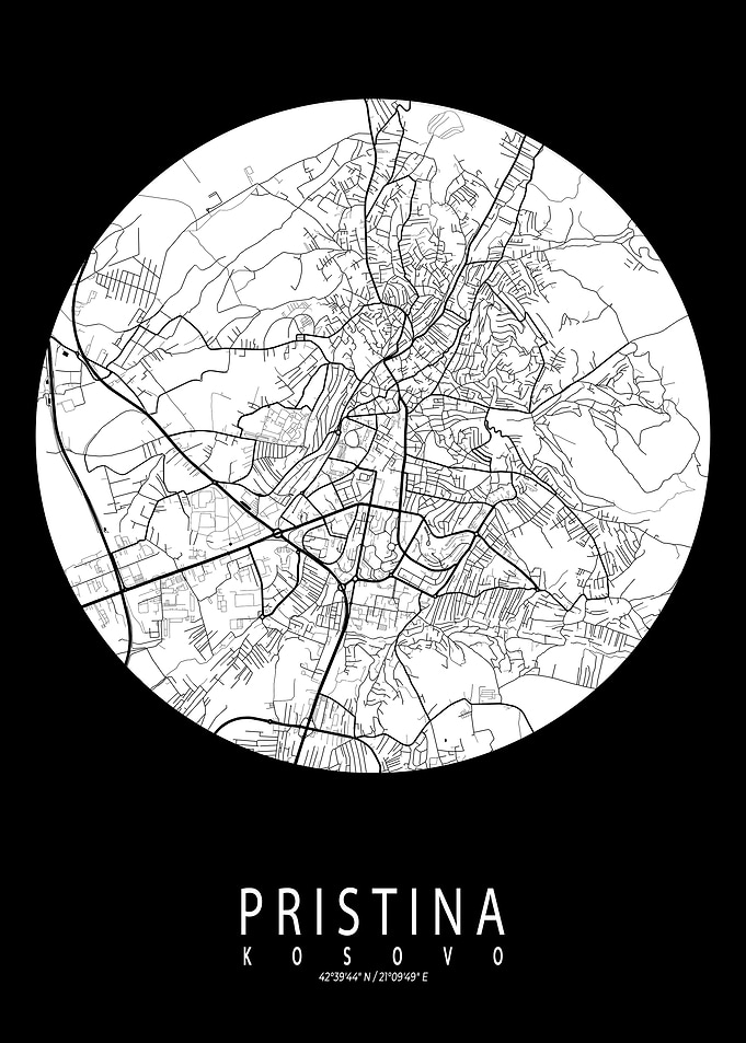 Pristina Map Full Moon