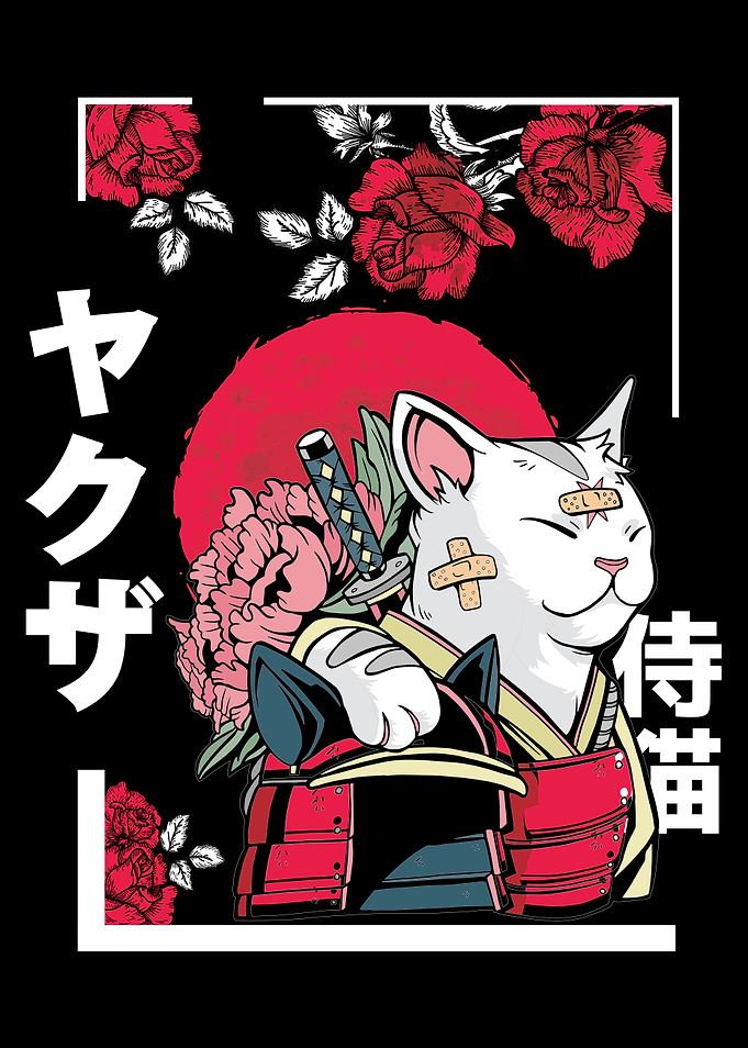 Samurai cat in urban style