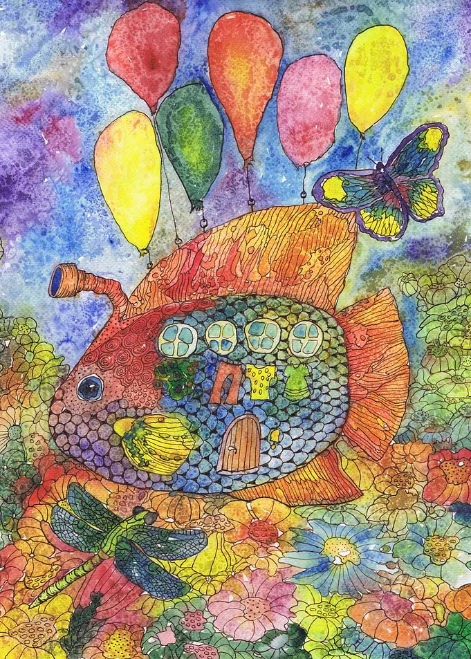 Flying fish with balloons