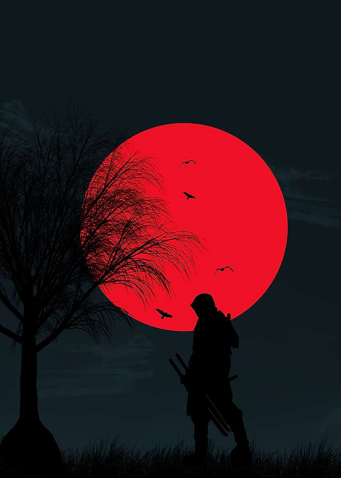 Samurai Solo Red Moon
