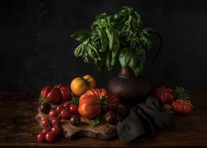 Tomatoes and basil