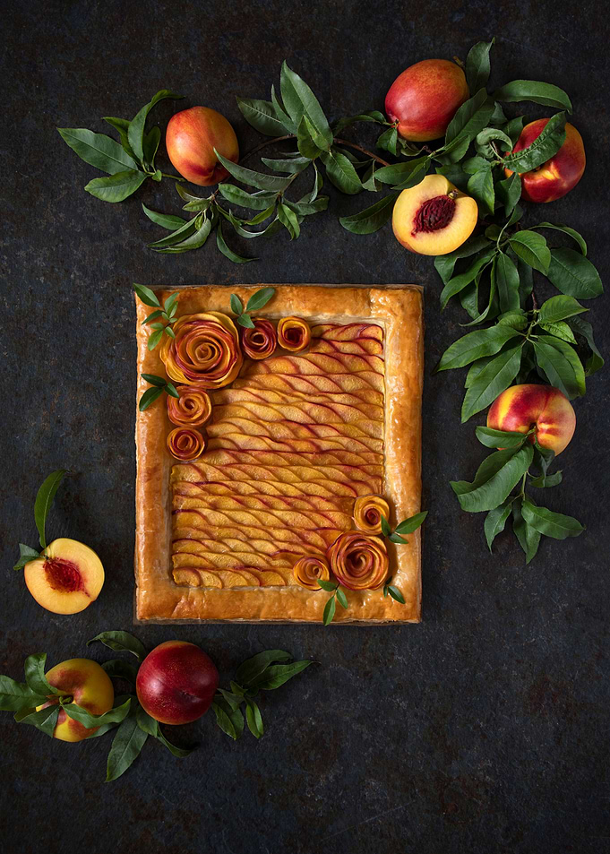 Peach roses tart