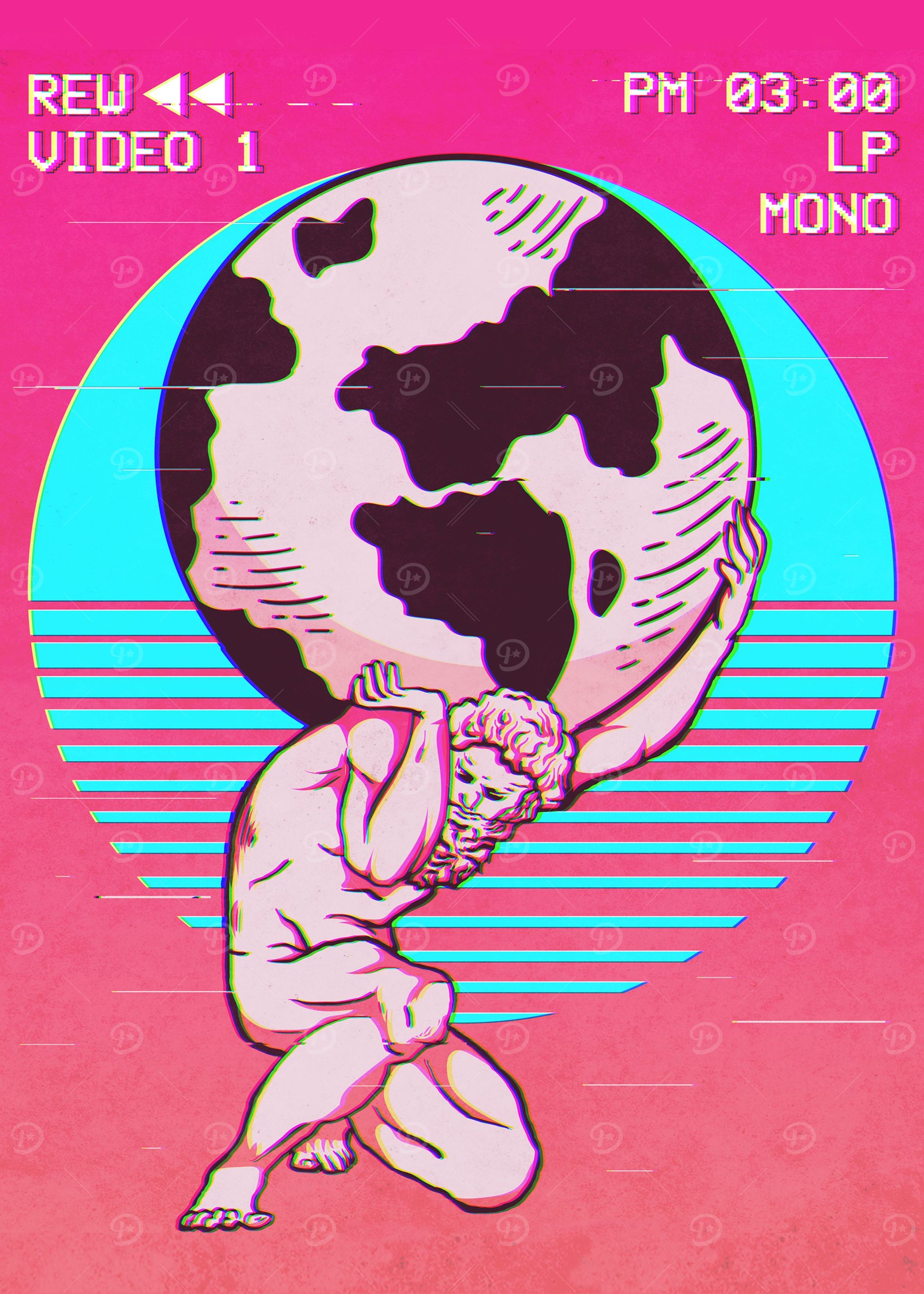 Atlas Statue Vaporwave