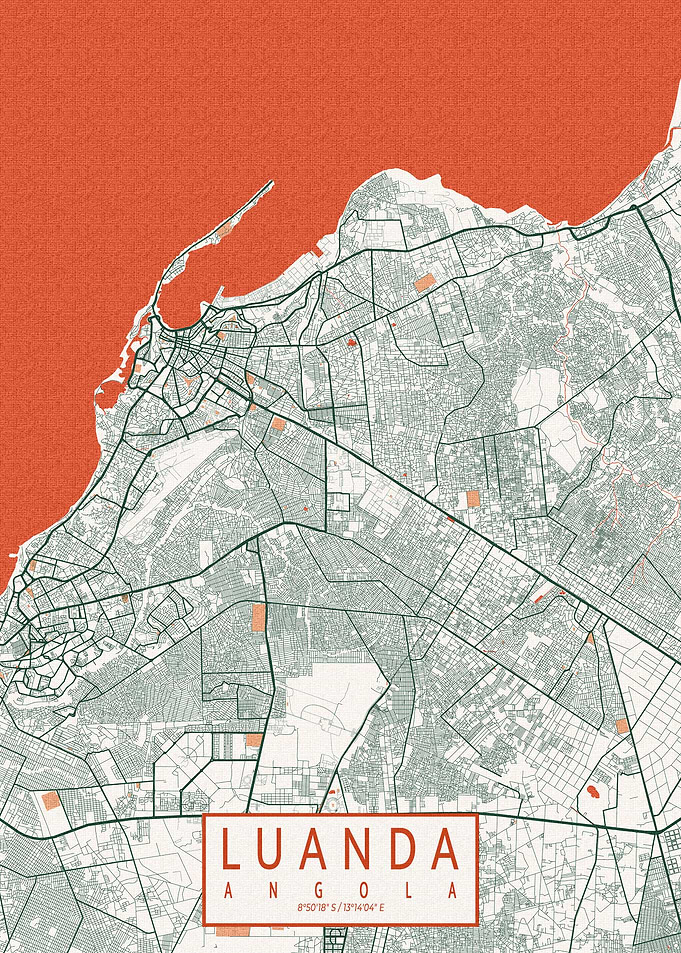 Luanda City Map Bohemian