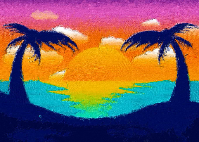 Beach Sunset Oil Paintings