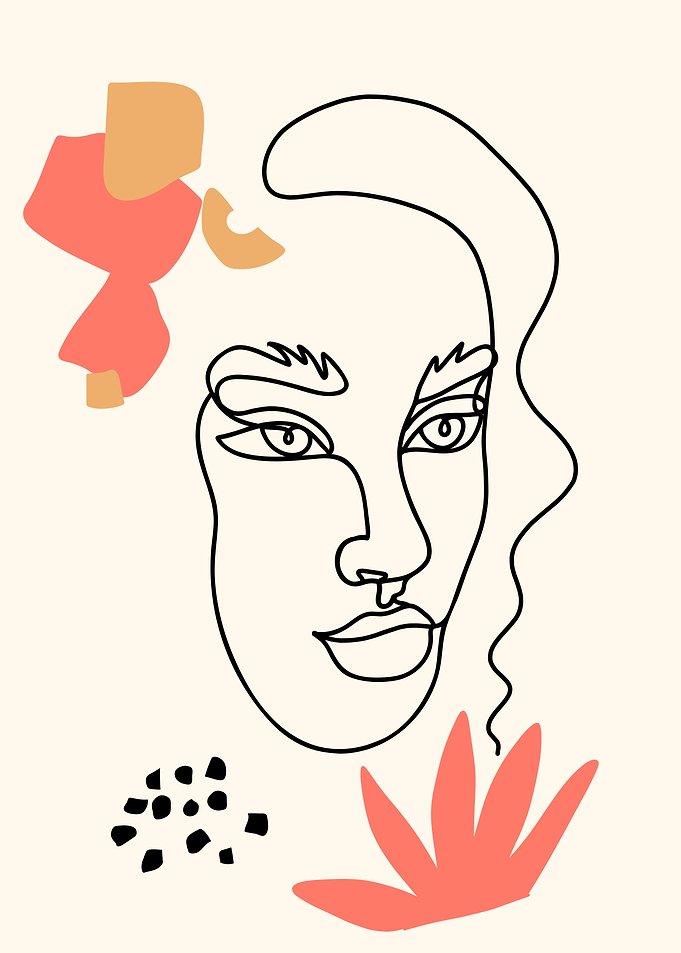 Floral woman one line art
