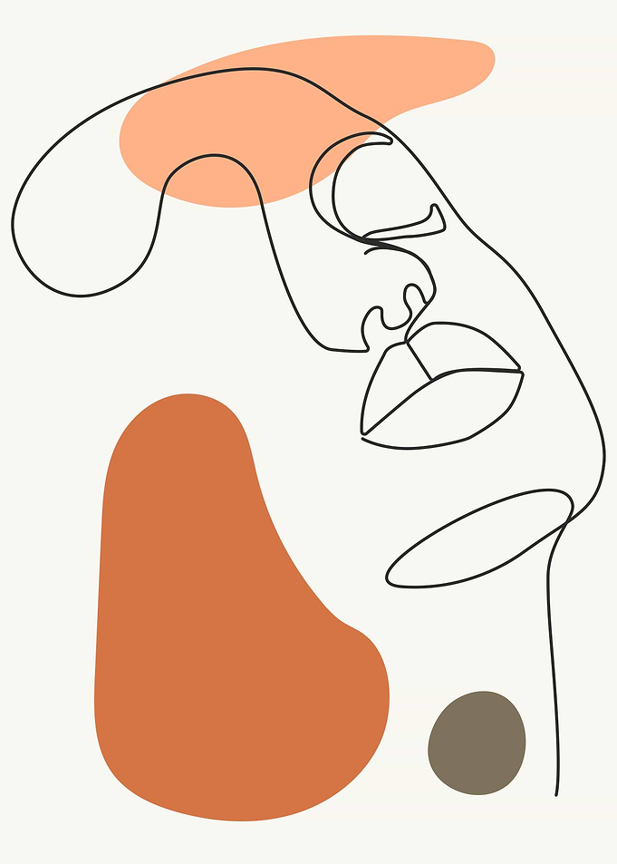 Erotic woman face line art