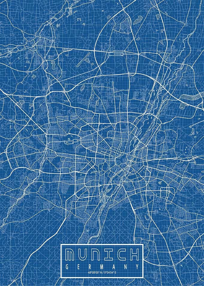 Munich City Map Blueprint