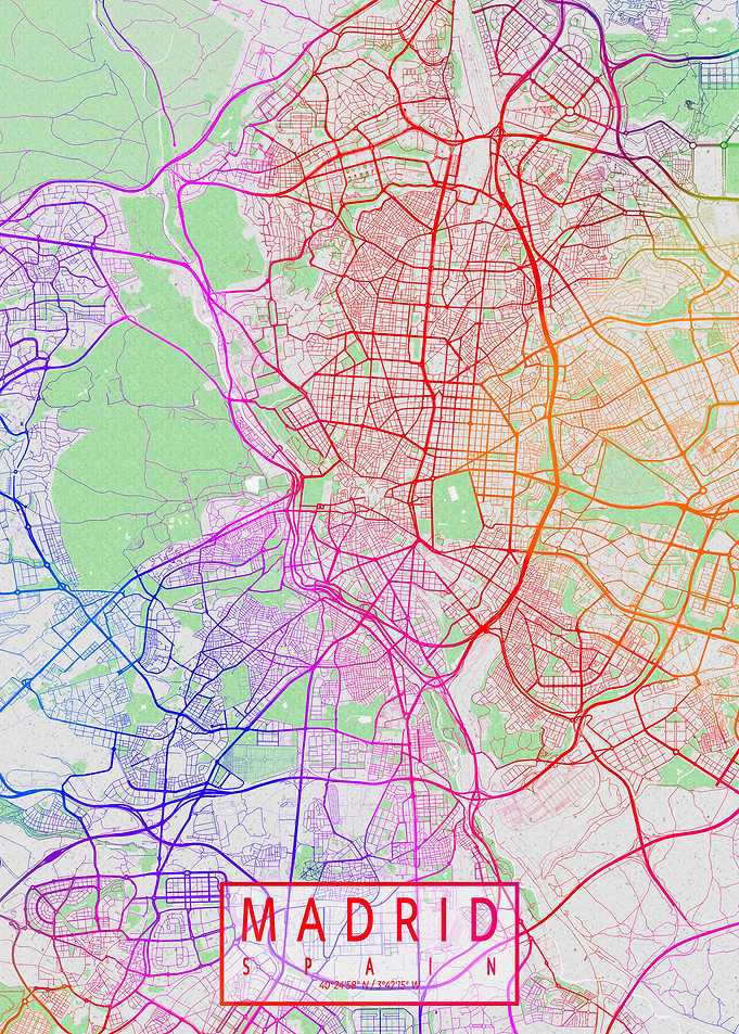 Madrid City Map Colorful