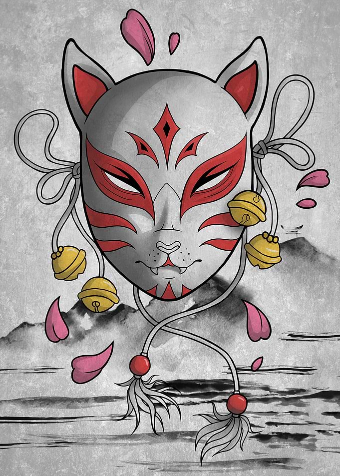 Japanese Art Mask Cat