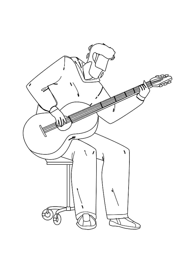 Man playing guitar lineart