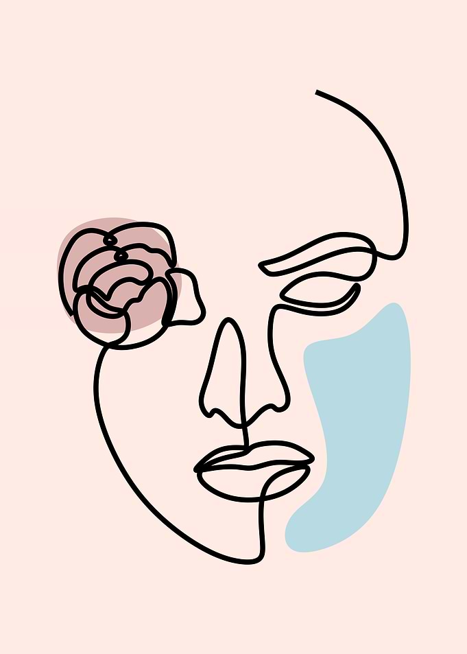 Woman with flower line art