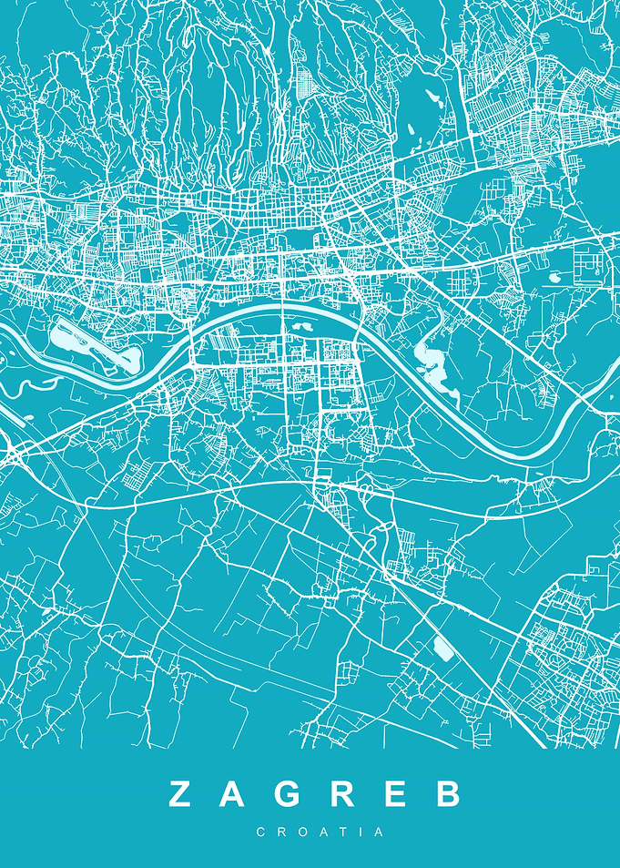 ZAGREB City Map CROATIA