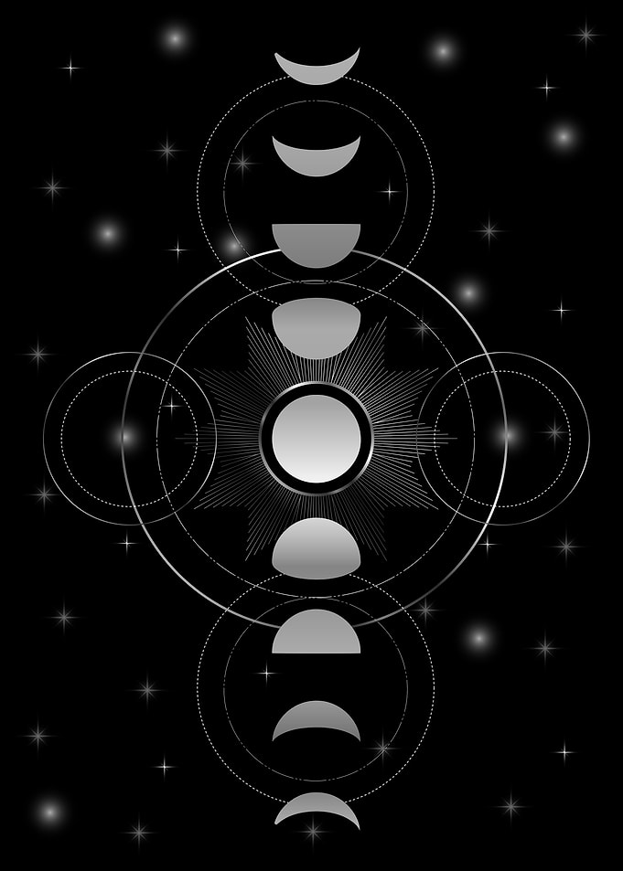 Moon phases in silver