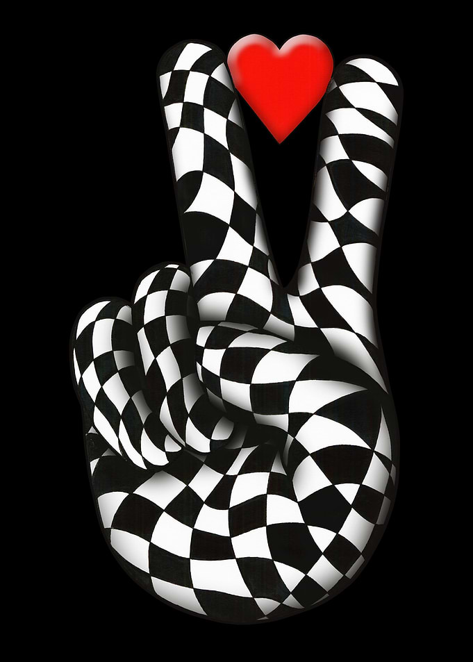 PEACE SIGN in OP ART style
