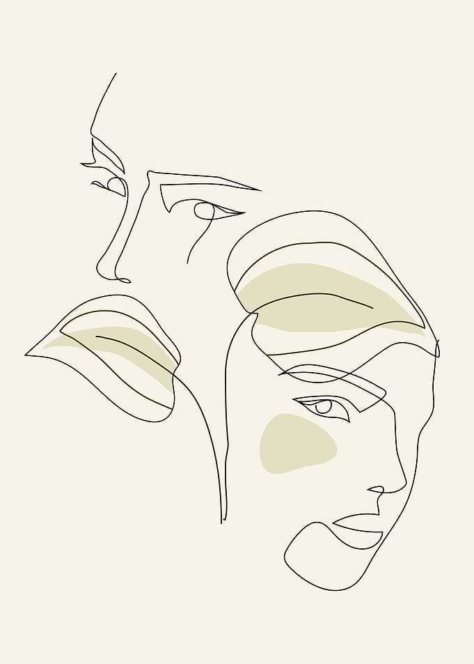 Floral couples line art