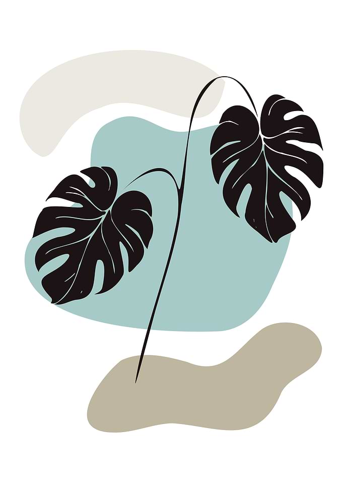 Monstera leaf modern art