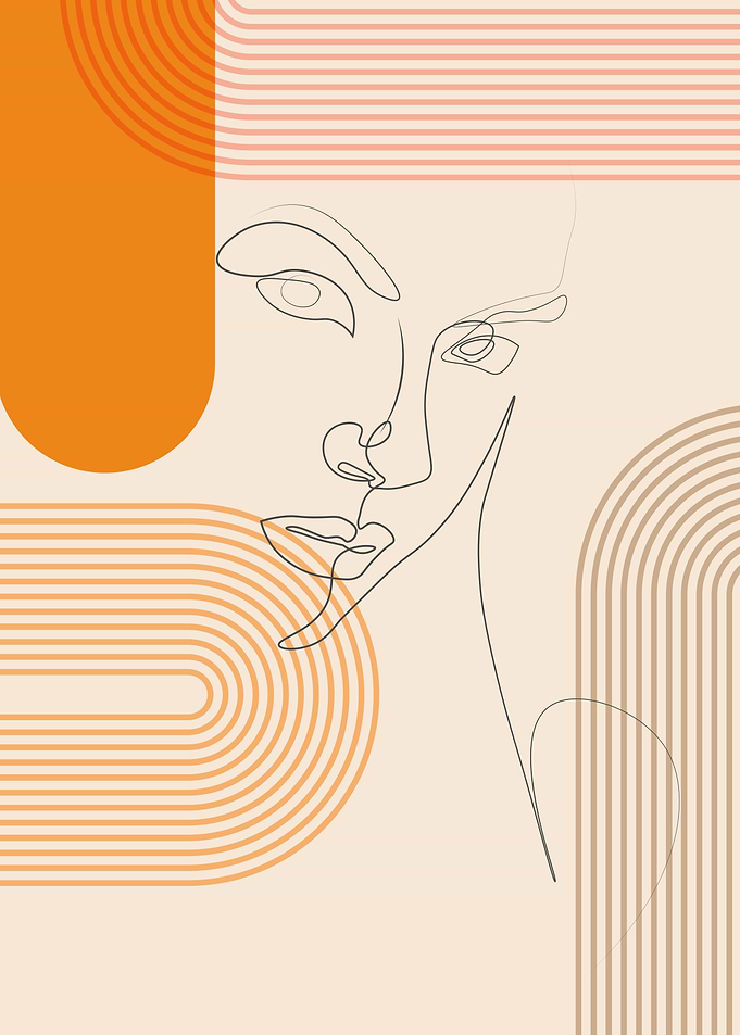 Woman face geometric line