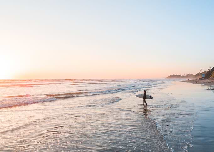 Surf Girl Beach Sunset