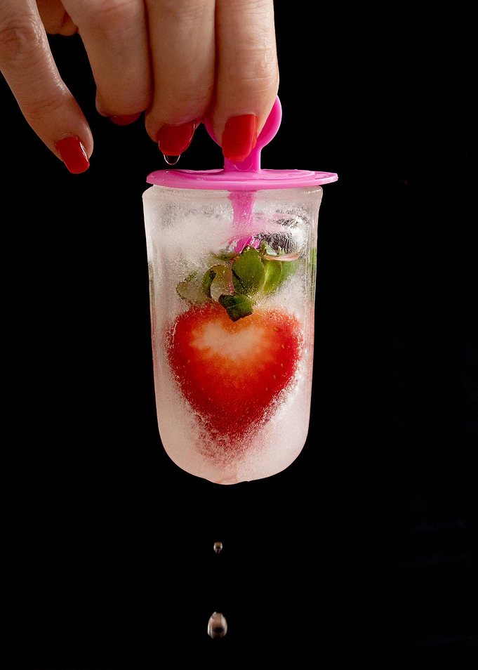 Strawberry in ice