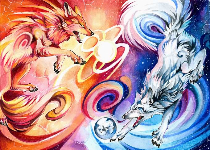 Hati and Skoll Wolves
