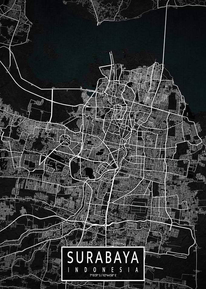Surabaya City Map Dark