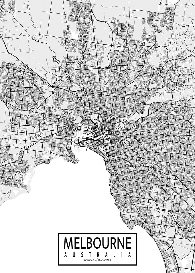 Melbourne City Map Light