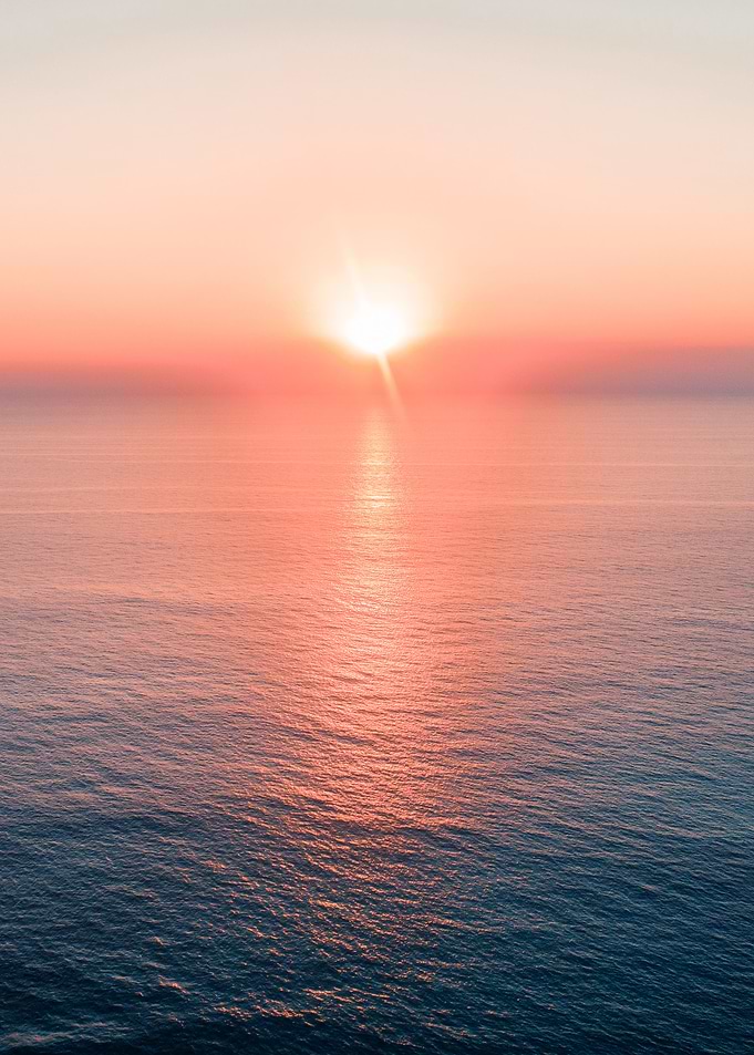 Pink Sunset Over the Ocean