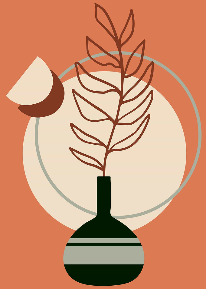Abstract mid century leaf