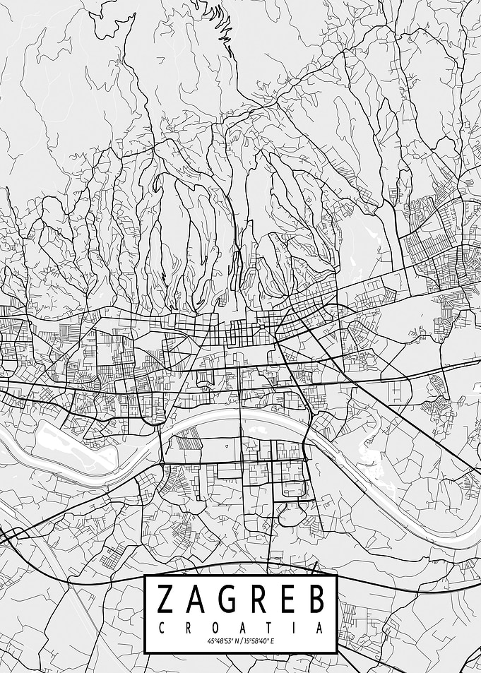 Zagreb City Map Light