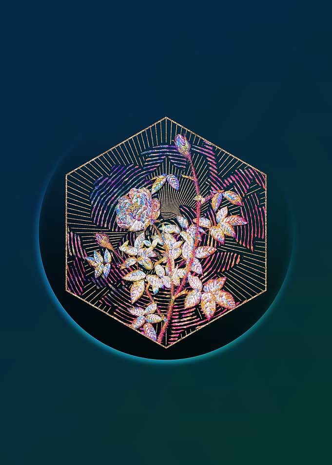 Geometric Mosaic Moss Rose