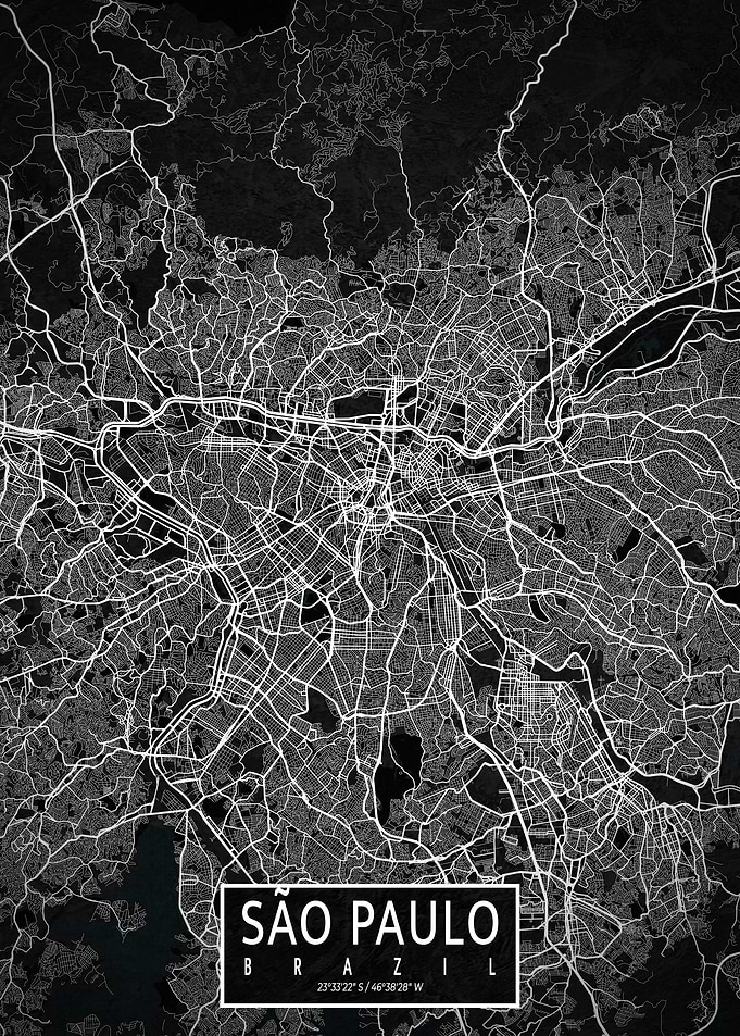 Sao Paulo City Map Dark