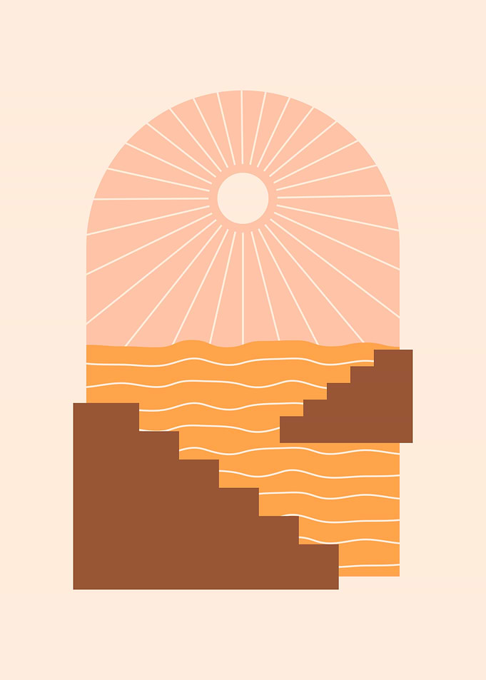 Abstract sun rise river