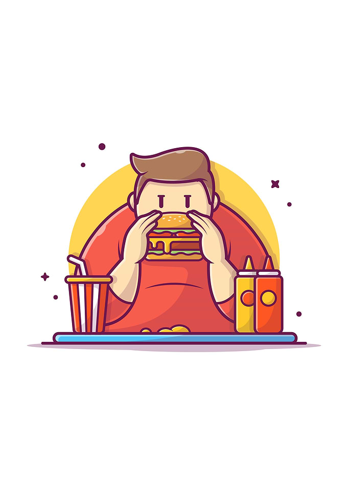 Fat Guy Eating Burger
