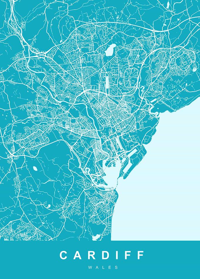 CARDIFF Map WALES UK