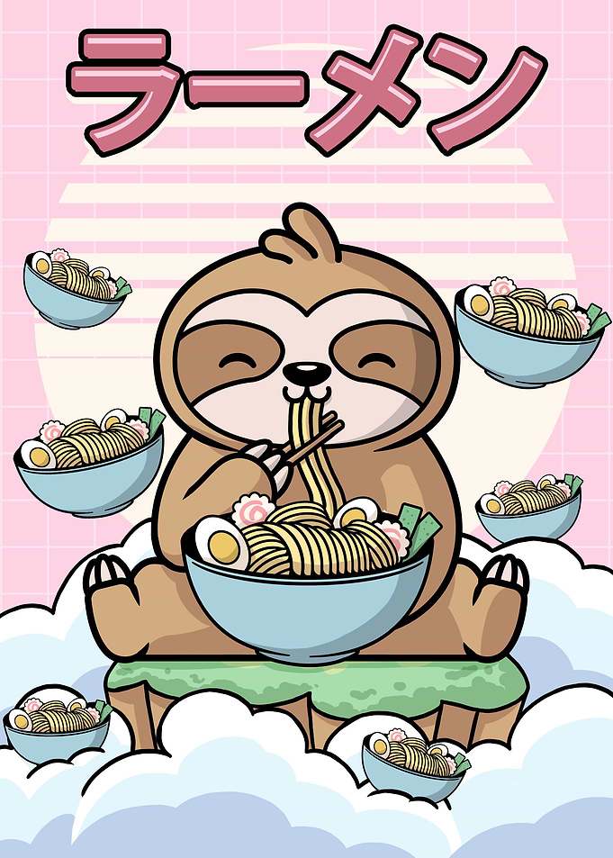 Kawaii Sloth Ramen Noodles