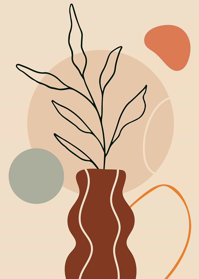Flower vase leaf modernart
