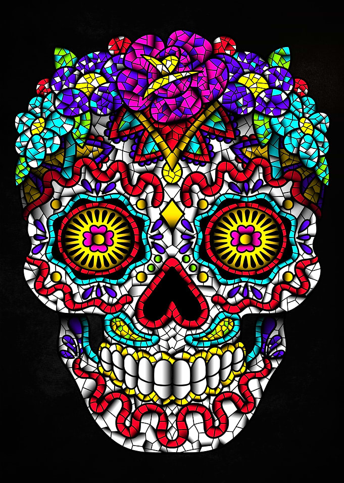 skull mosaic colorful